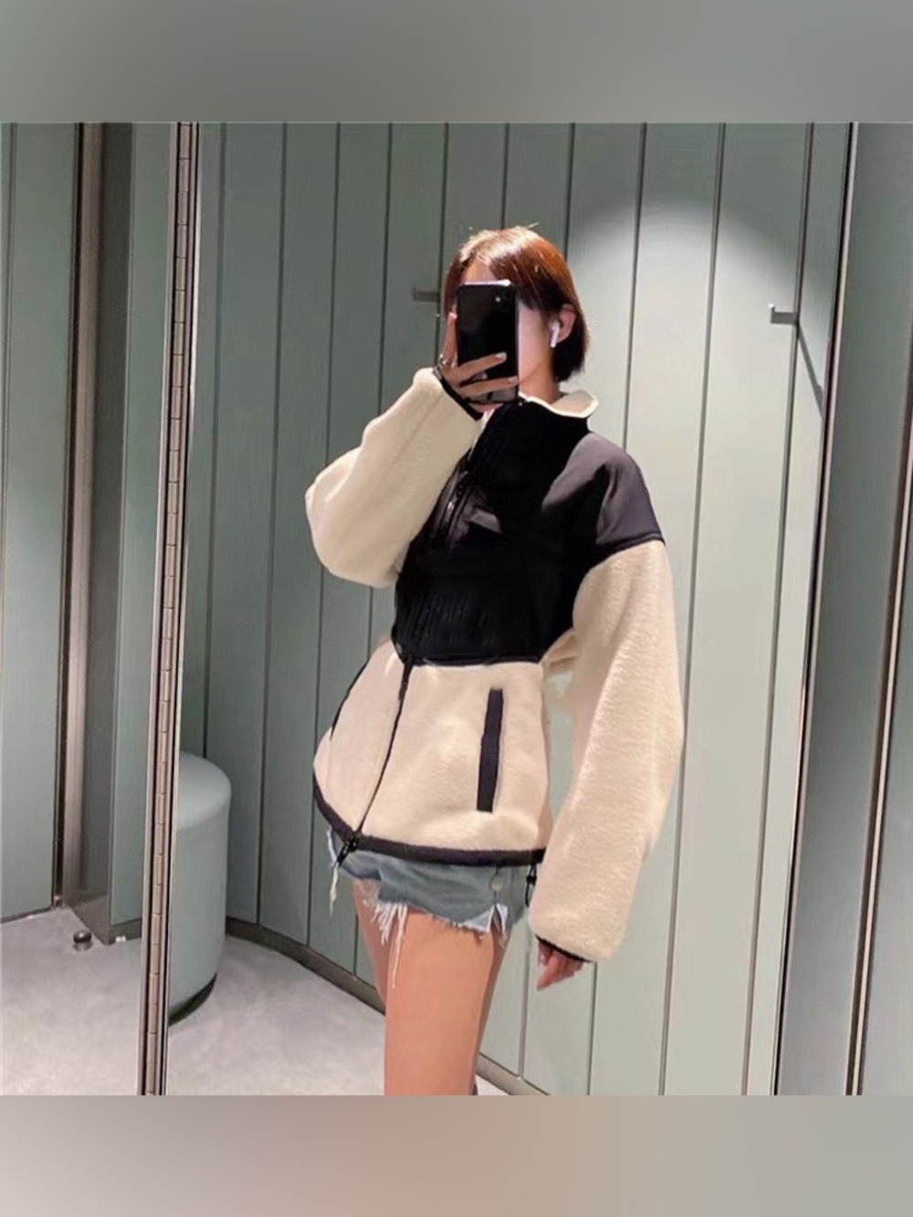 Korean Vintage Cinched Waist Fluffy Jacket EUC Size S